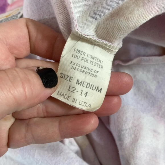 Vintage Loungees Robe Womens Sz Medium Pink Purple Floral 3/4 Sleeve Ruffle Trim - Picture 8 of 10